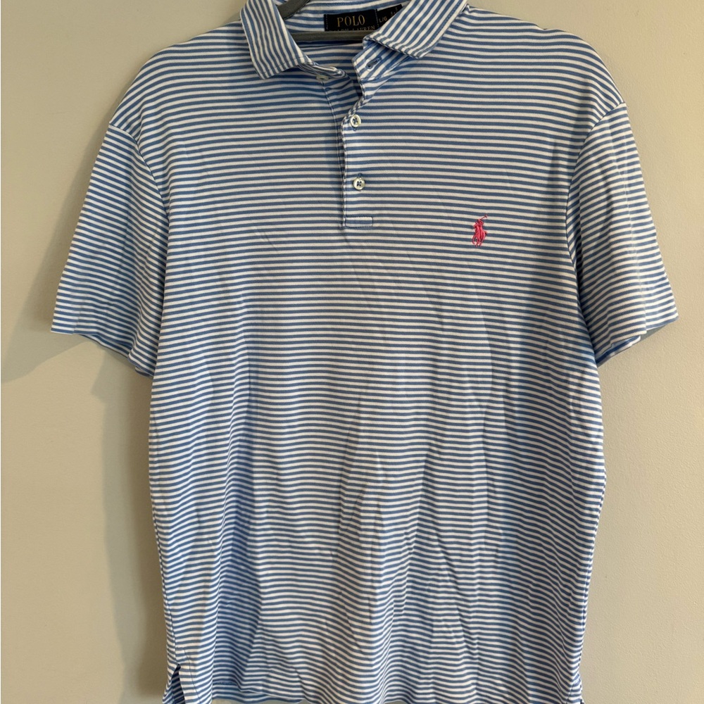 Ralph Lauren Men's Polo with Blue and White Stripes